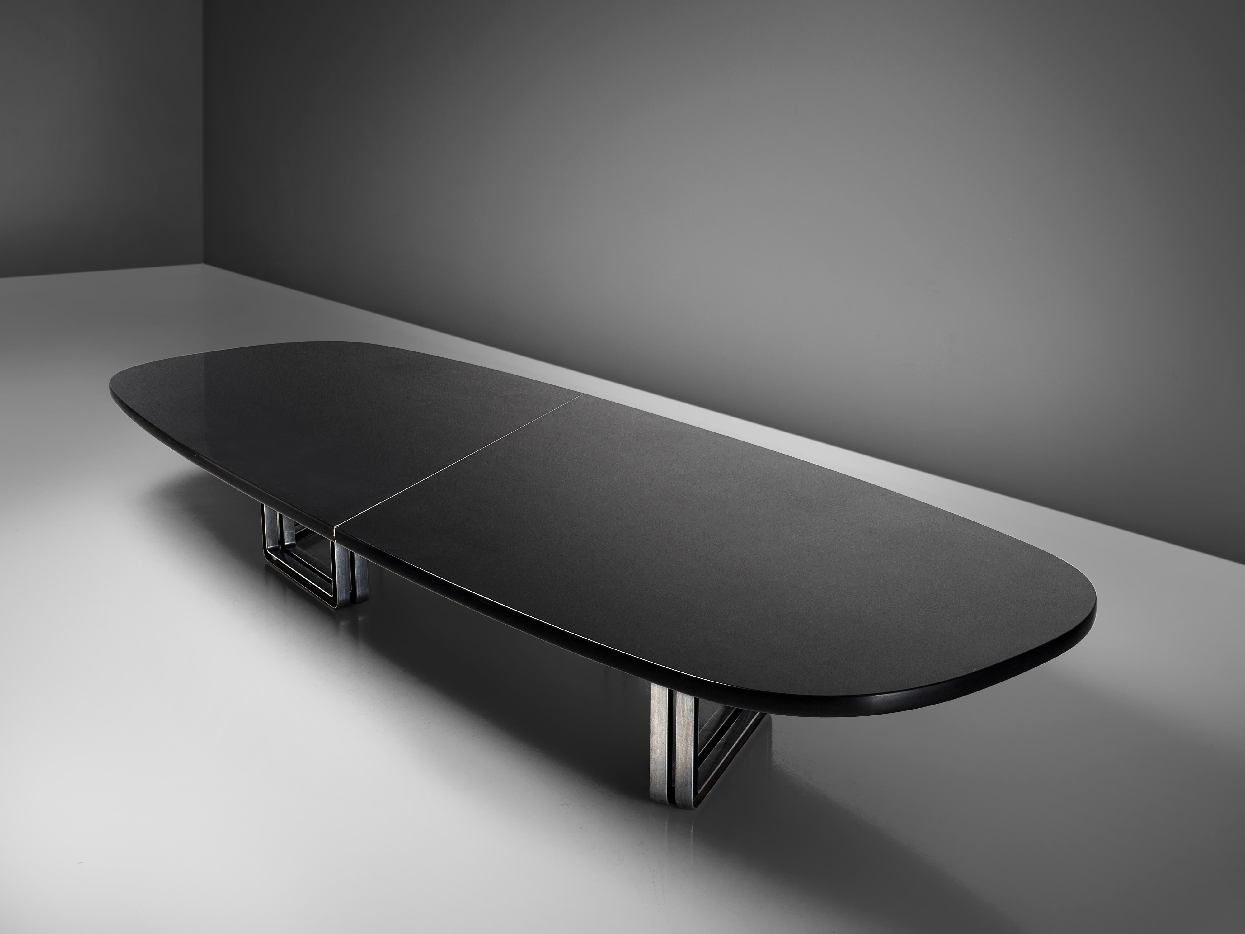 Italian Osvaldo Borsani for Tecno Conference Table in Wood and Aluminum