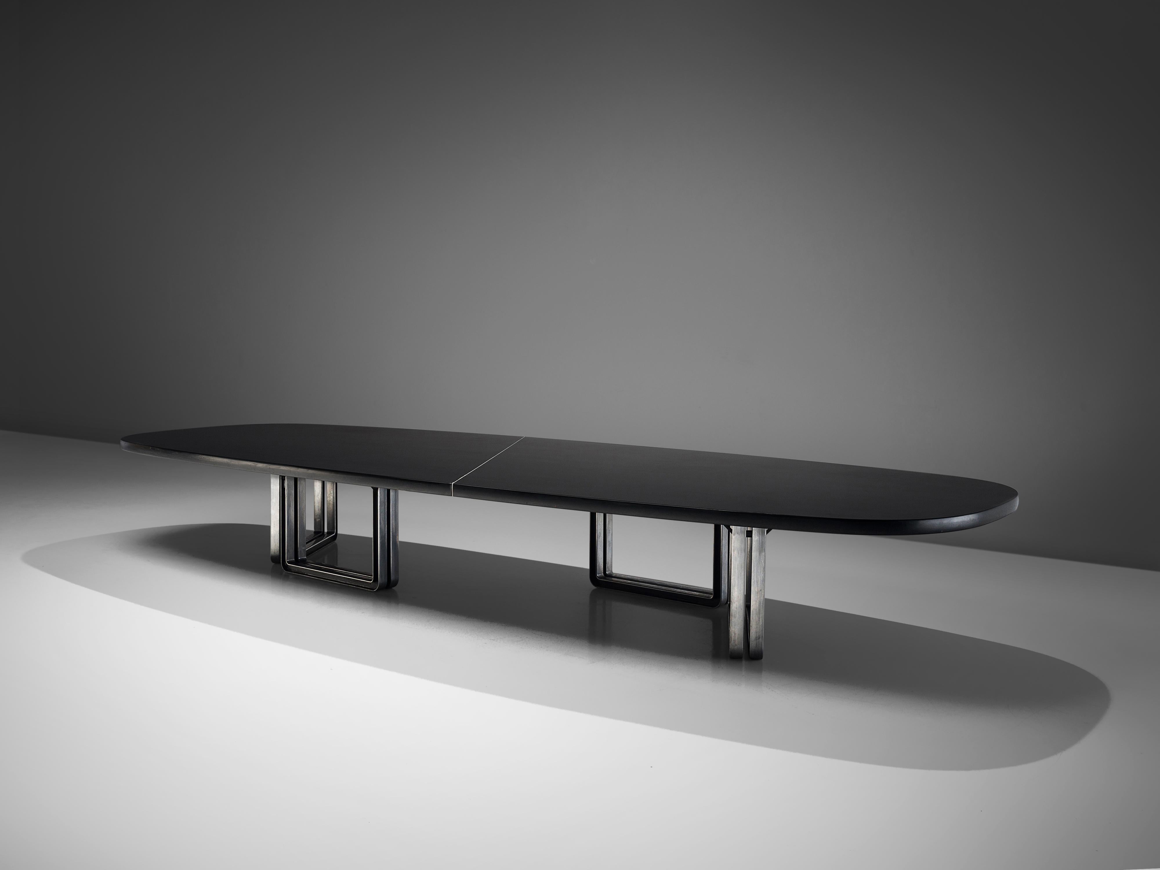 Late 20th Century Osvaldo Borsani for Tecno Conference Table in Wood and Aluminum