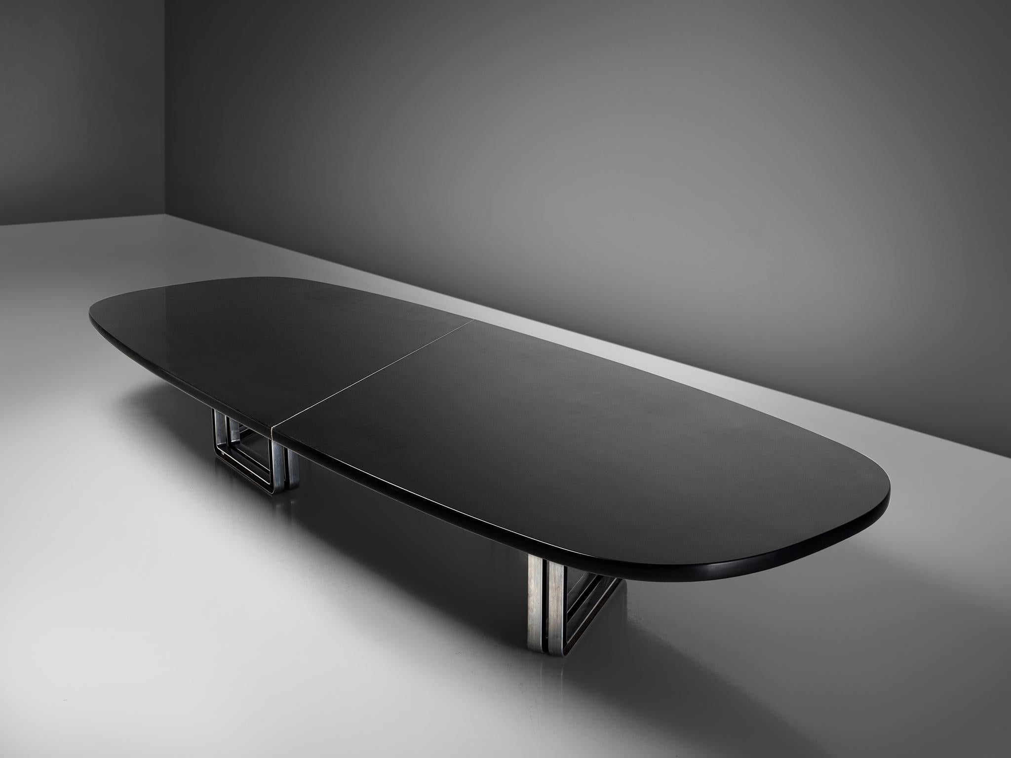 Osvaldo Borsani for Tecno Conference Table in Wood and Aluminum 1