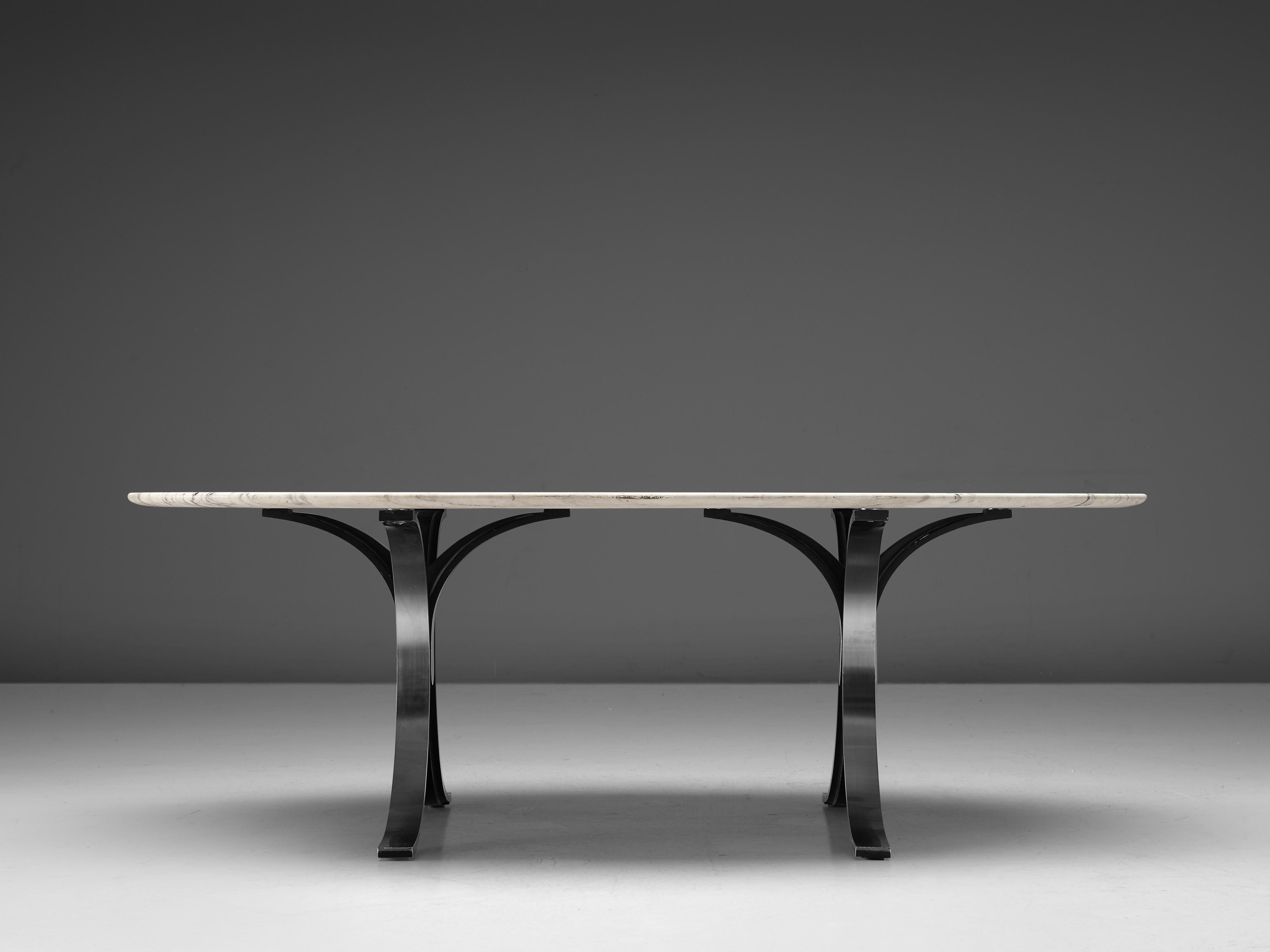 Italian Osvaldo Borsani for Tecno Dining Table T102 in Marble and Steel