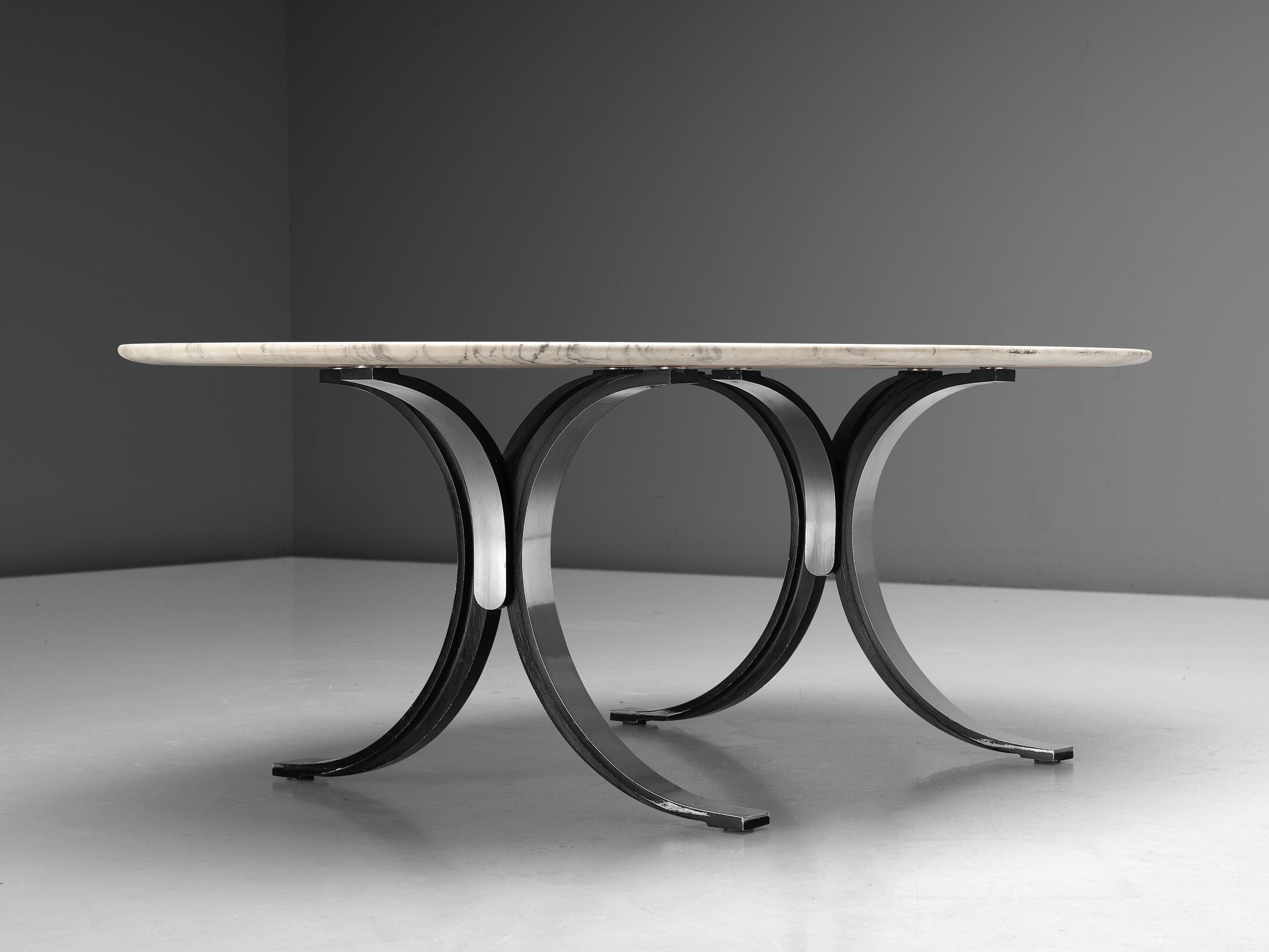 Mid-20th Century Osvaldo Borsani for Tecno Dining Table T102 in Marble and Steel