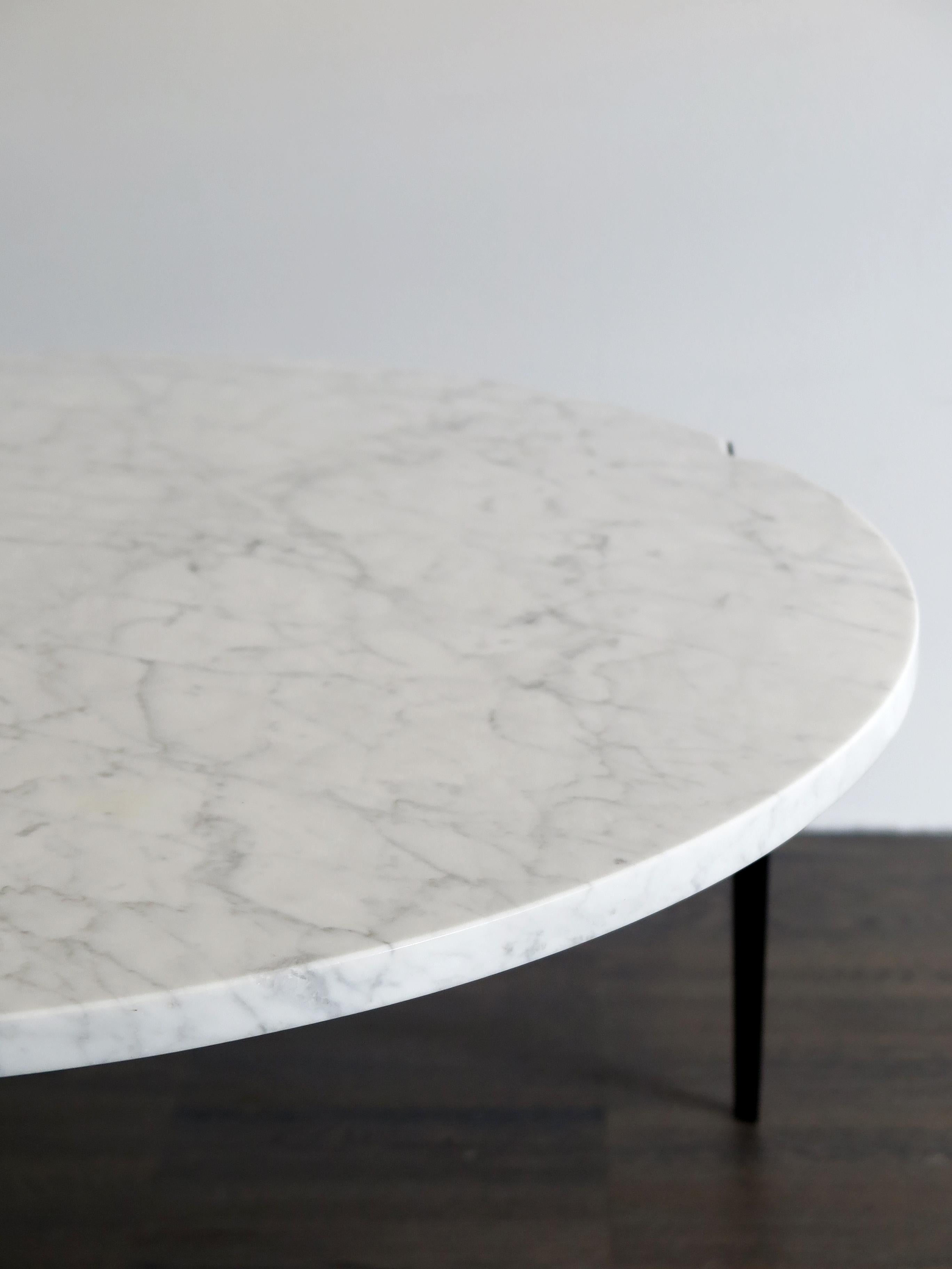 Metal Osvaldo Borsani for Tecno Italian Round White Marble Coffee Table 