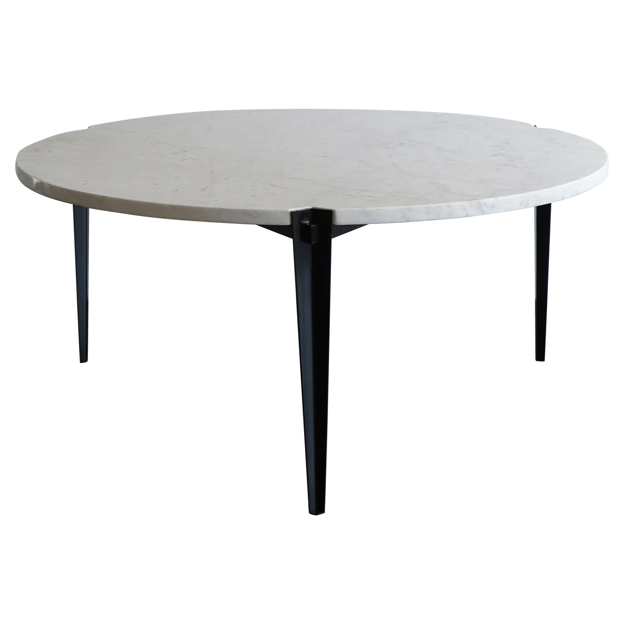 Osvaldo Borsani for Tecno Italian Round White Marble Coffee Table "T61", 1957