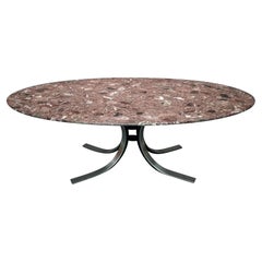 Osvaldo Borsani for Tecno Large Oval Dining Table in Exotic Emperador Marble