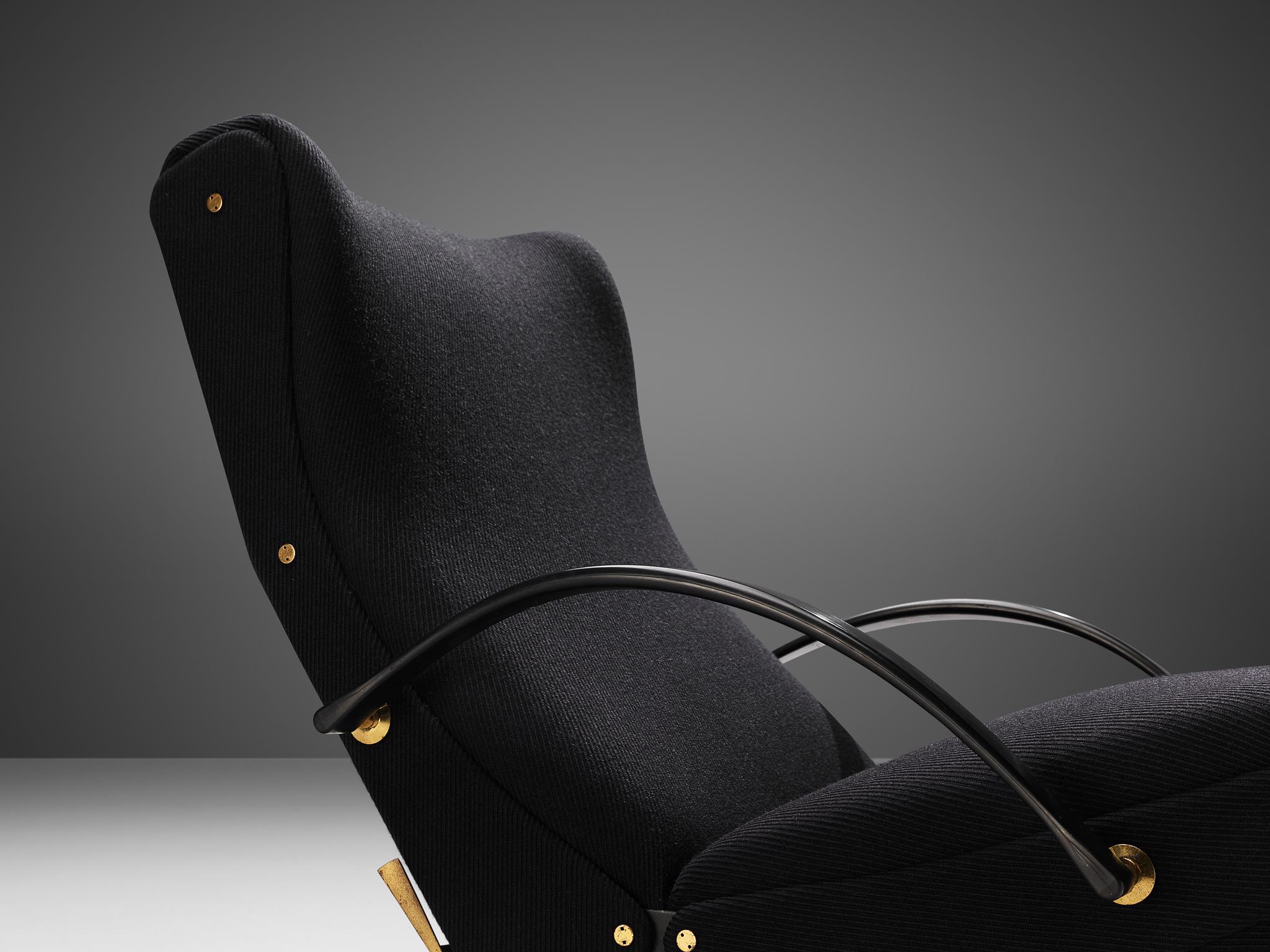 Mid-Century Modern Osvaldo Borsani for Tecno Lounge Chair in Black Upholstery