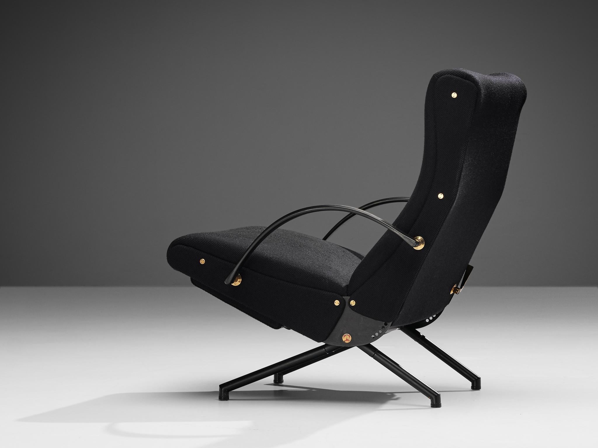 Italian Osvaldo Borsani for Tecno Lounge Chair in Black Upholstery
