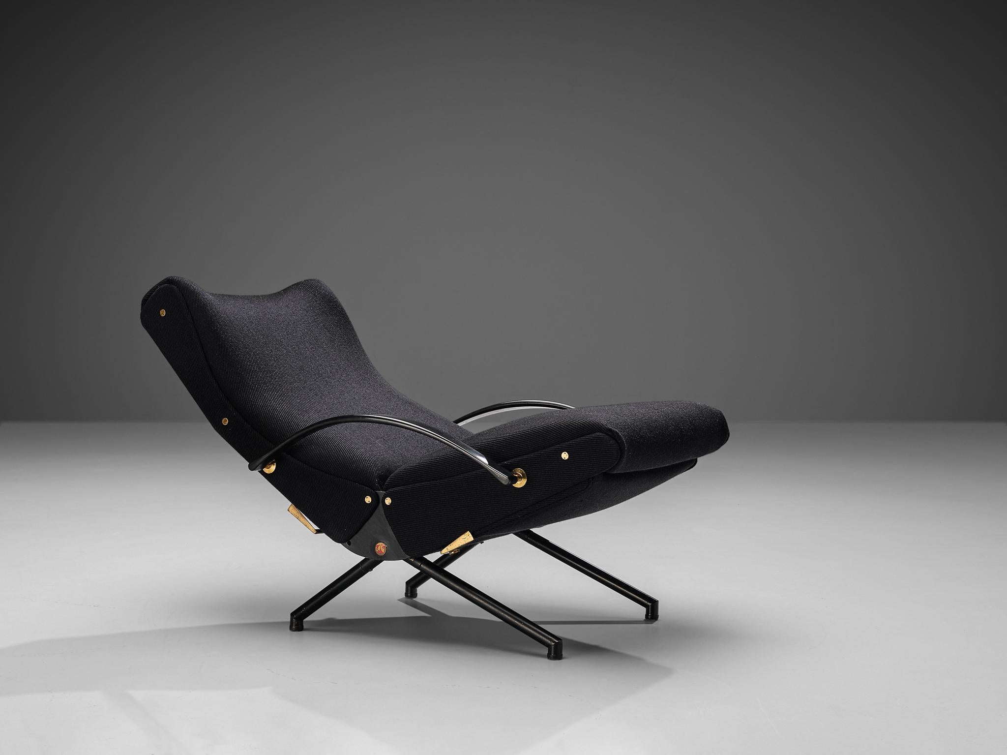 Osvaldo Borsani for Tecno Lounge Chair in Black Upholstery In Good Condition In Waalwijk, NL