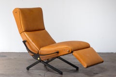 Osvaldo Borsani für Tecno: P40 Chaiselongue, Cognacfarbenes Leder, Italien, Mitte des Jahrhunderts