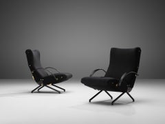 Osvaldo Borsani for Tecno Pair of ‘P40' Lounge Chairs in Black Upholstery