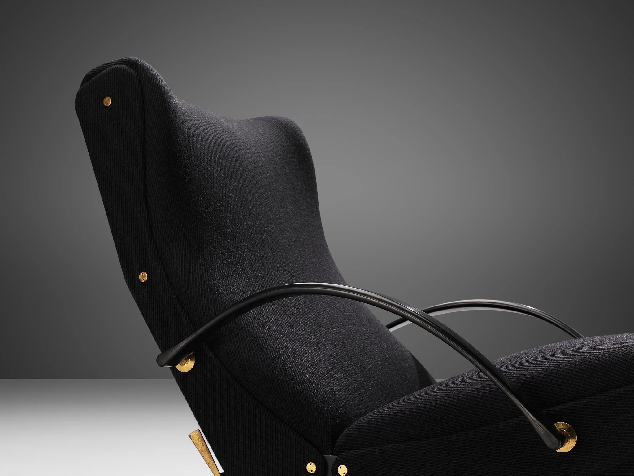 Osvaldo Borsani for Tecno Pair of ‘P40' Lounge Chairs in Black Upholstery 2