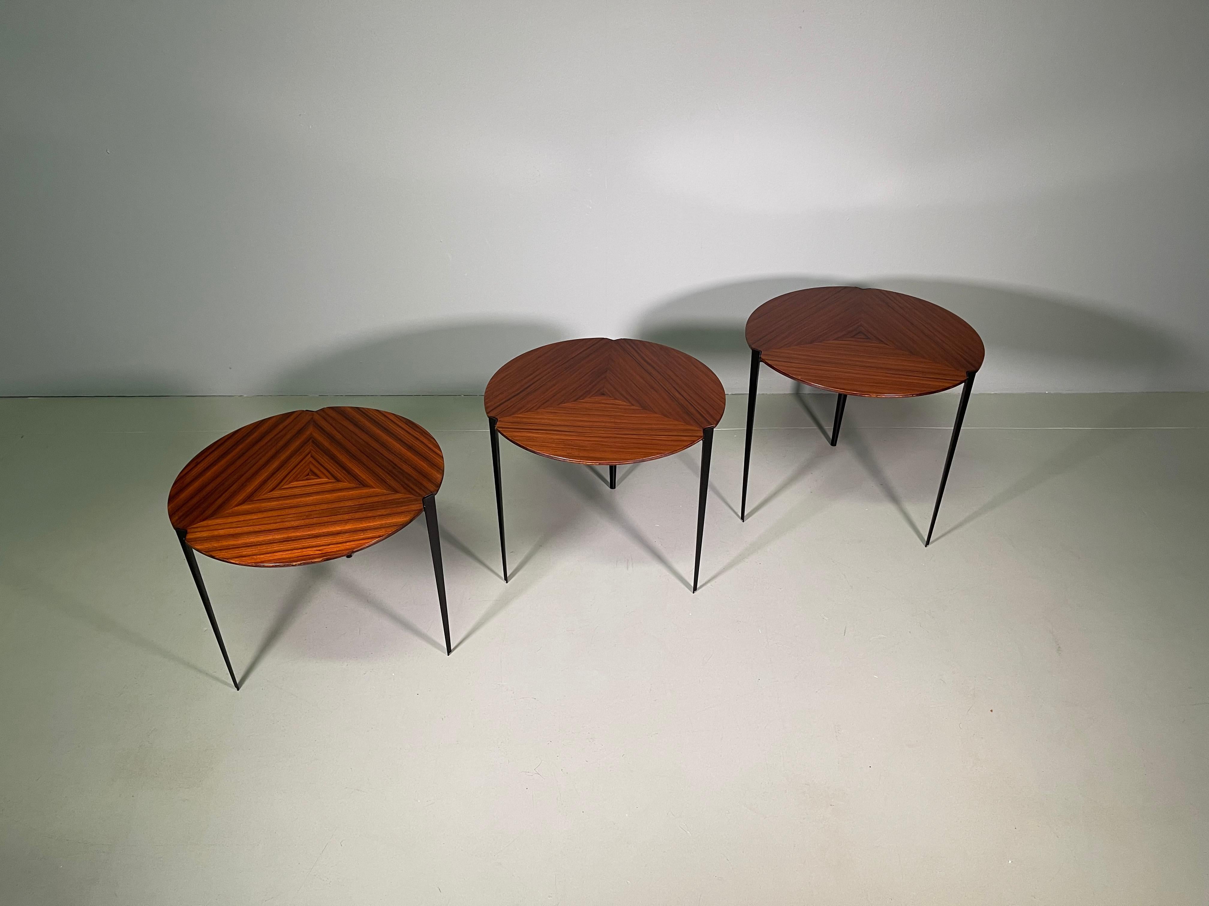 20th Century Osvaldo Borsani for Tecno Set of 3 Nesting Tables Model T61, 1950s