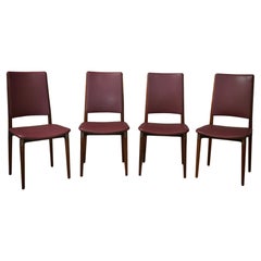 Chaises de bureau et de salle à manger en bois et cuir Osvaldo Borsani pour Tecno, 1960