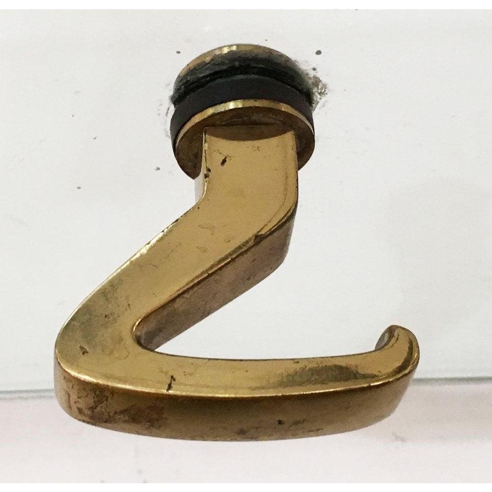 Italian Osvaldo Borsani Glass and Brass Wall Mounted Coat Hooks For Sale