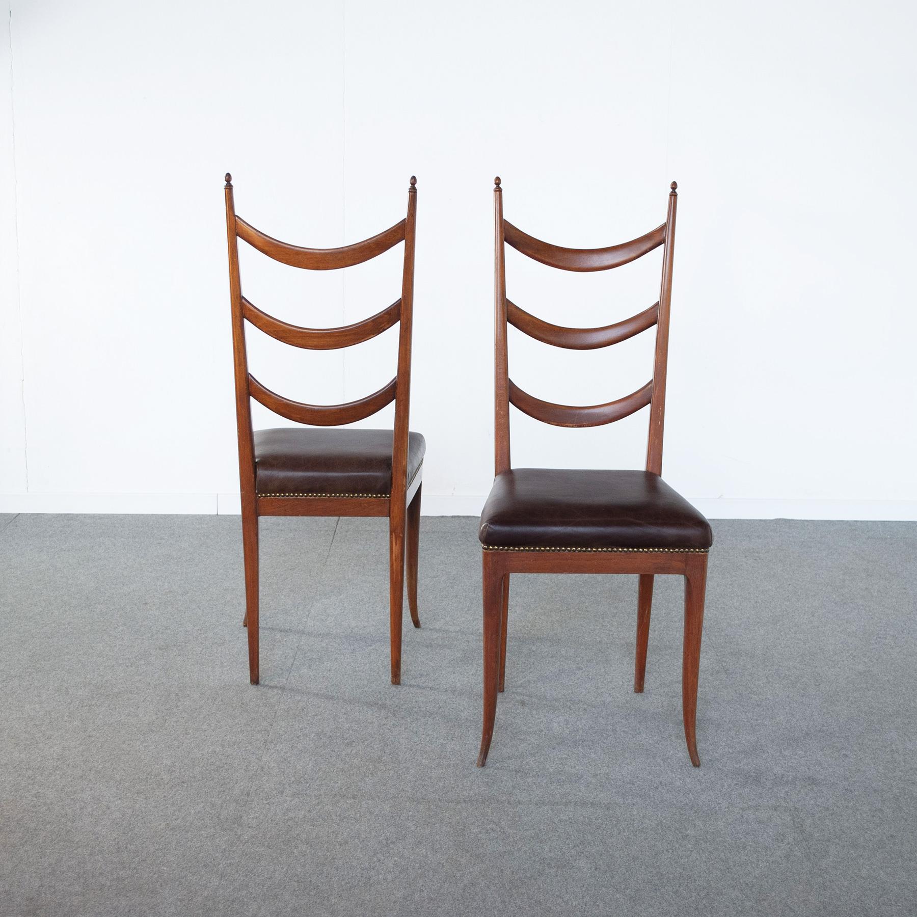 Osvaldo Borsani in the Style Set of Six Chairs 50's In Good Condition For Sale In bari, IT