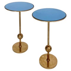 Osvaldo Borsani Italian Brass and Glass Side T1 Tables For Tecno