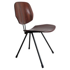 Antique Osvaldo Borsani Italian Midcentury Dark Wood "S88" Folding Chair for Tecno 1950s