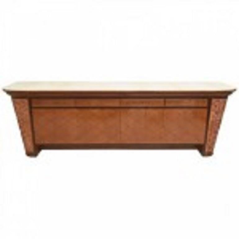 Hand-Crafted Osvaldo Borsani Italian Modern Mixed wood & Parchment Sideboard/Buffet, 1940s For Sale