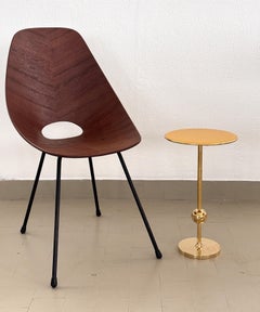 Table d'appoint italienne Osvaldo Borsani T1 en laiton et verre jaune, années 1950