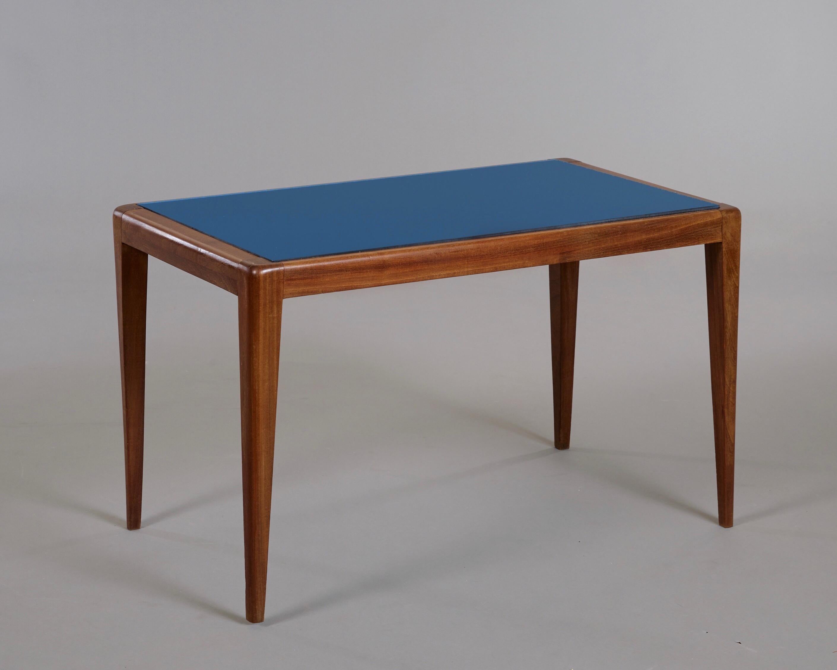 Osvaldo Borsani ITSO Rectangular Table with Blue Mirror Glass Top, Italy 1950's In Good Condition In New York, NY