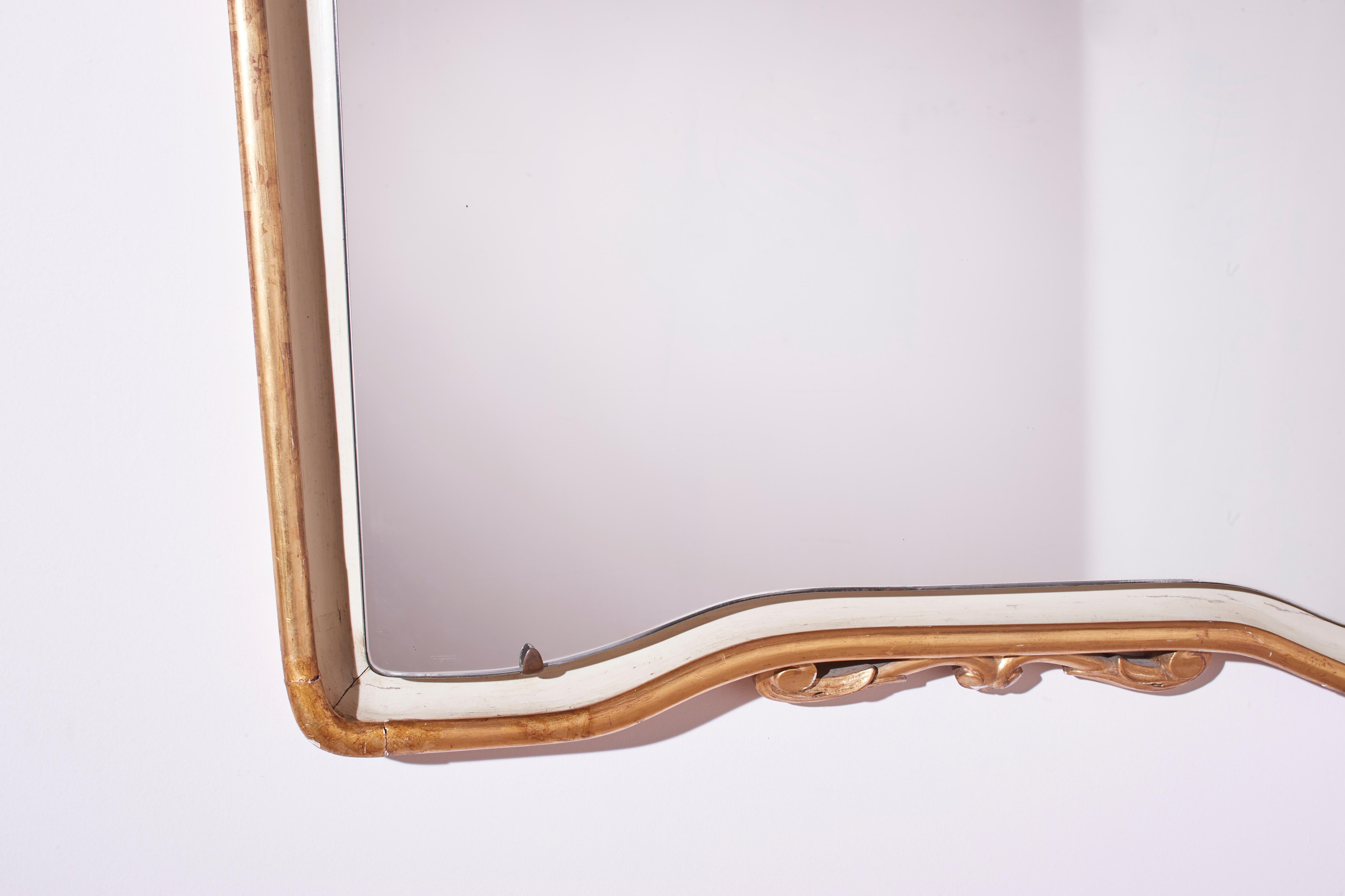 Italian Osvaldo Borsani lacquered and gilded frame mirror, Italy, 1950s For Sale