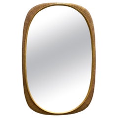 Osvaldo Borsani Large Curved Gilded Wood Mirror, Italy, 1954