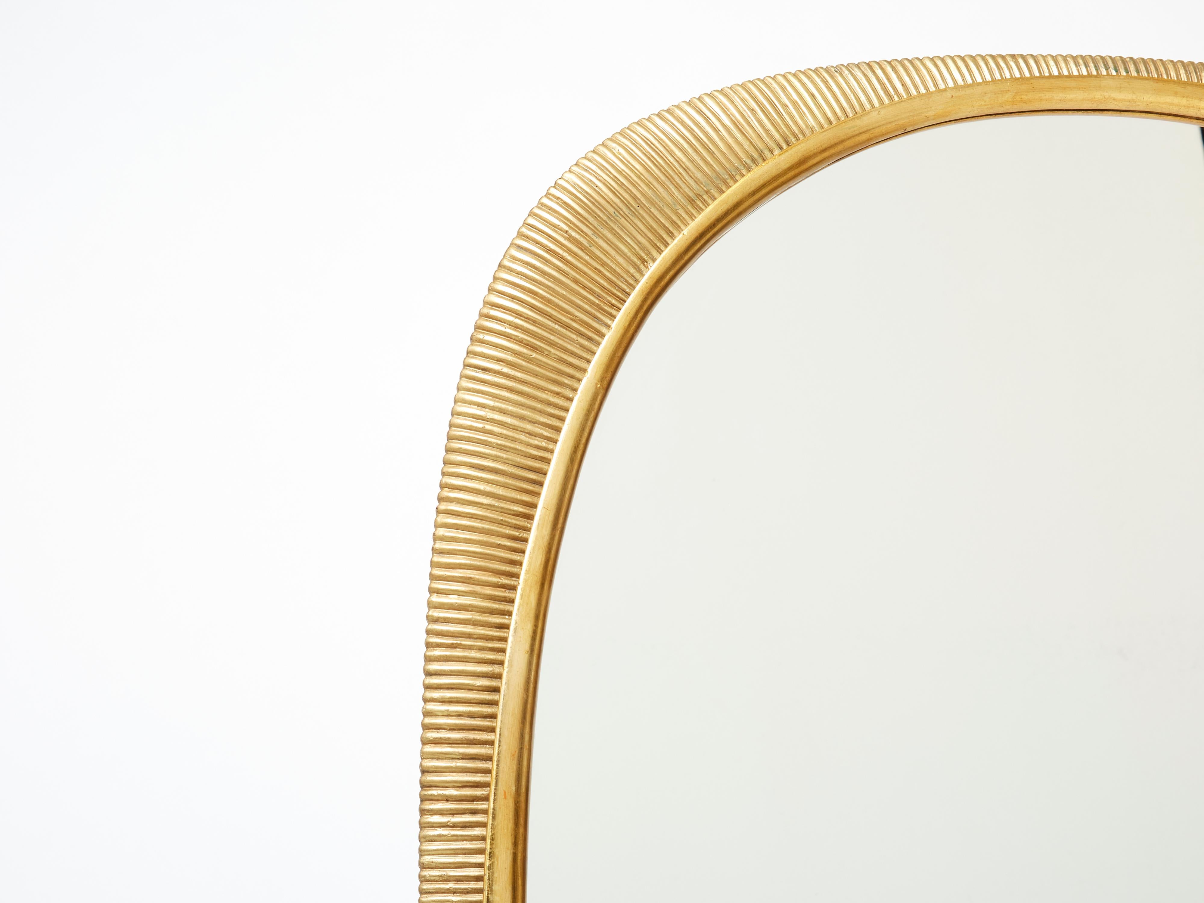 Mid-Century Modern Osvaldo Borsani Large Italian Curved Gilded Wood Mirror 1954