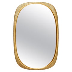Osvaldo Borsani Large Italian Curved Gilded Wood Mirror 1954