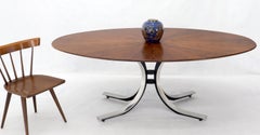 Osvaldo Borsani Large Oval Walnut Dining Conference Table on Heavy Chrome Base