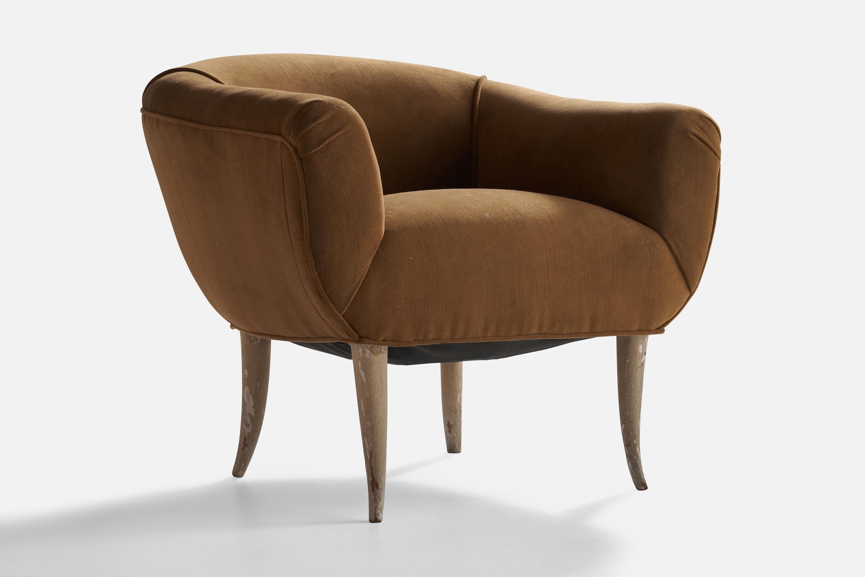 Osvaldo Borsani, Lounge Chair, Wood, Velvet, Italy, 1940s For Sale 3