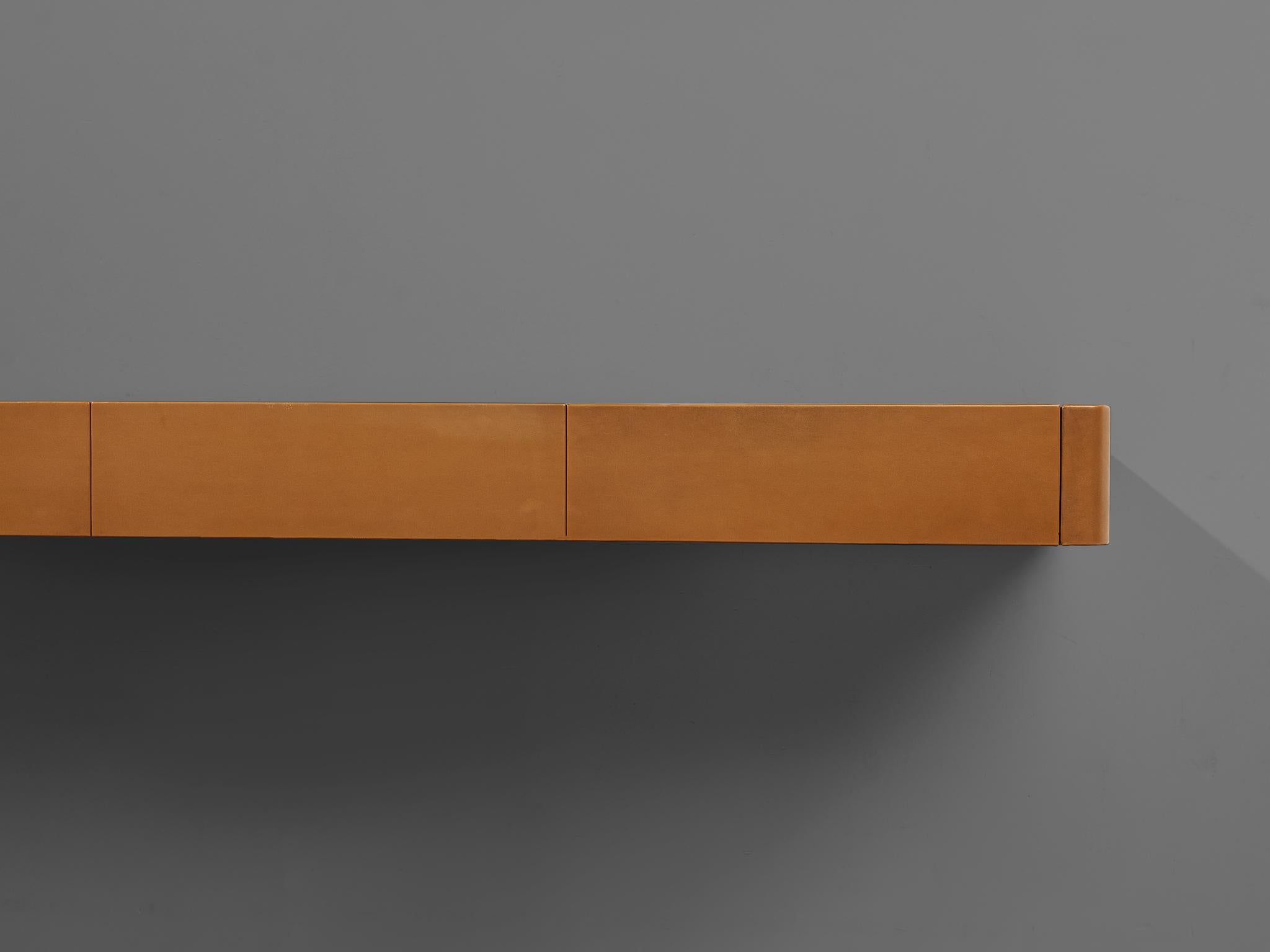 Mid-20th Century Osvaldo Borsani 'M150' Wall Shelf in Cognac Leather, 1967