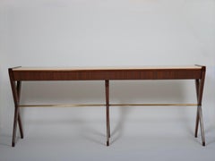 Osvaldo Borsani  mahogany and marble console with drawers. Italy c1950