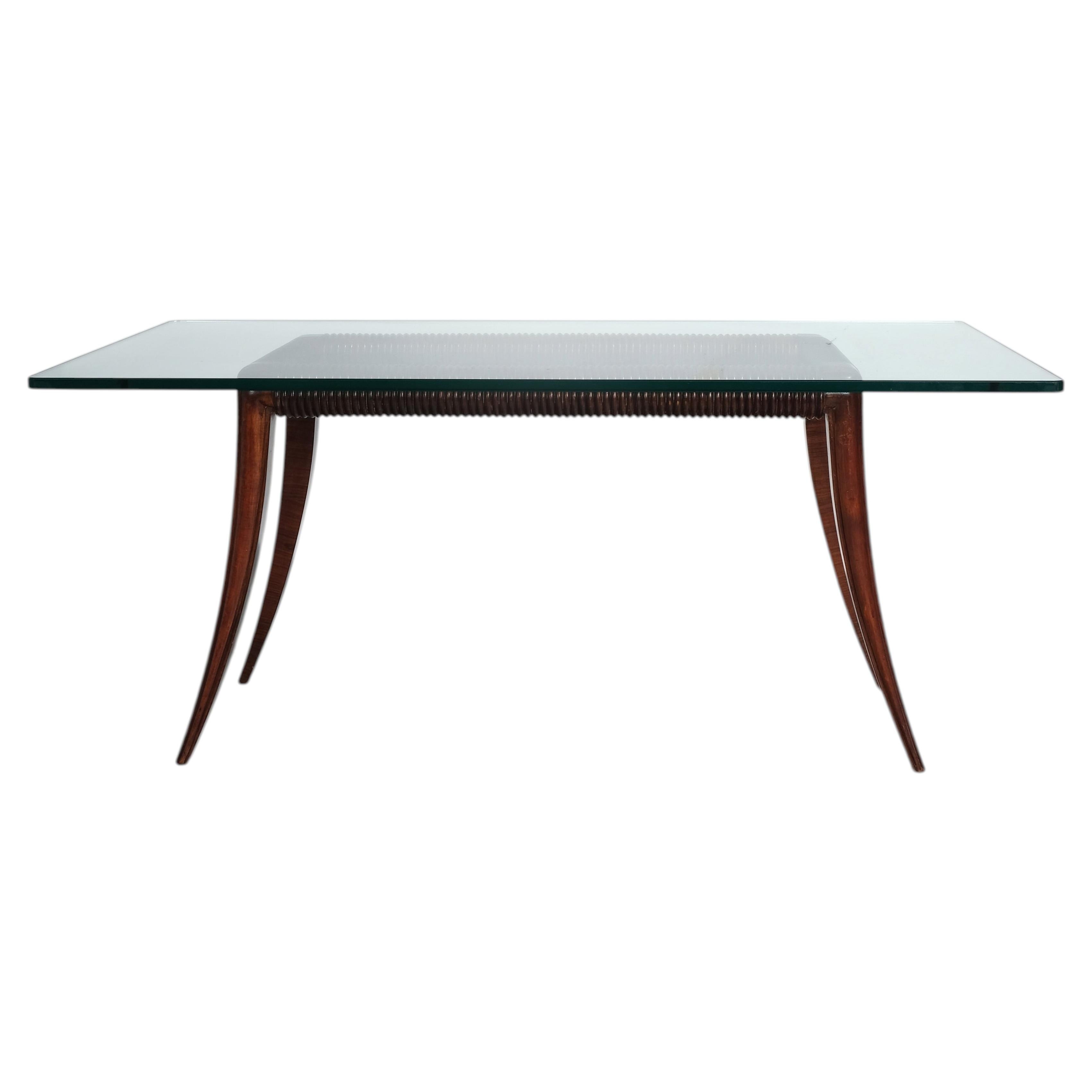 Osvaldo Borsani Maple and Glass Occasional Table, Italy, 1940s