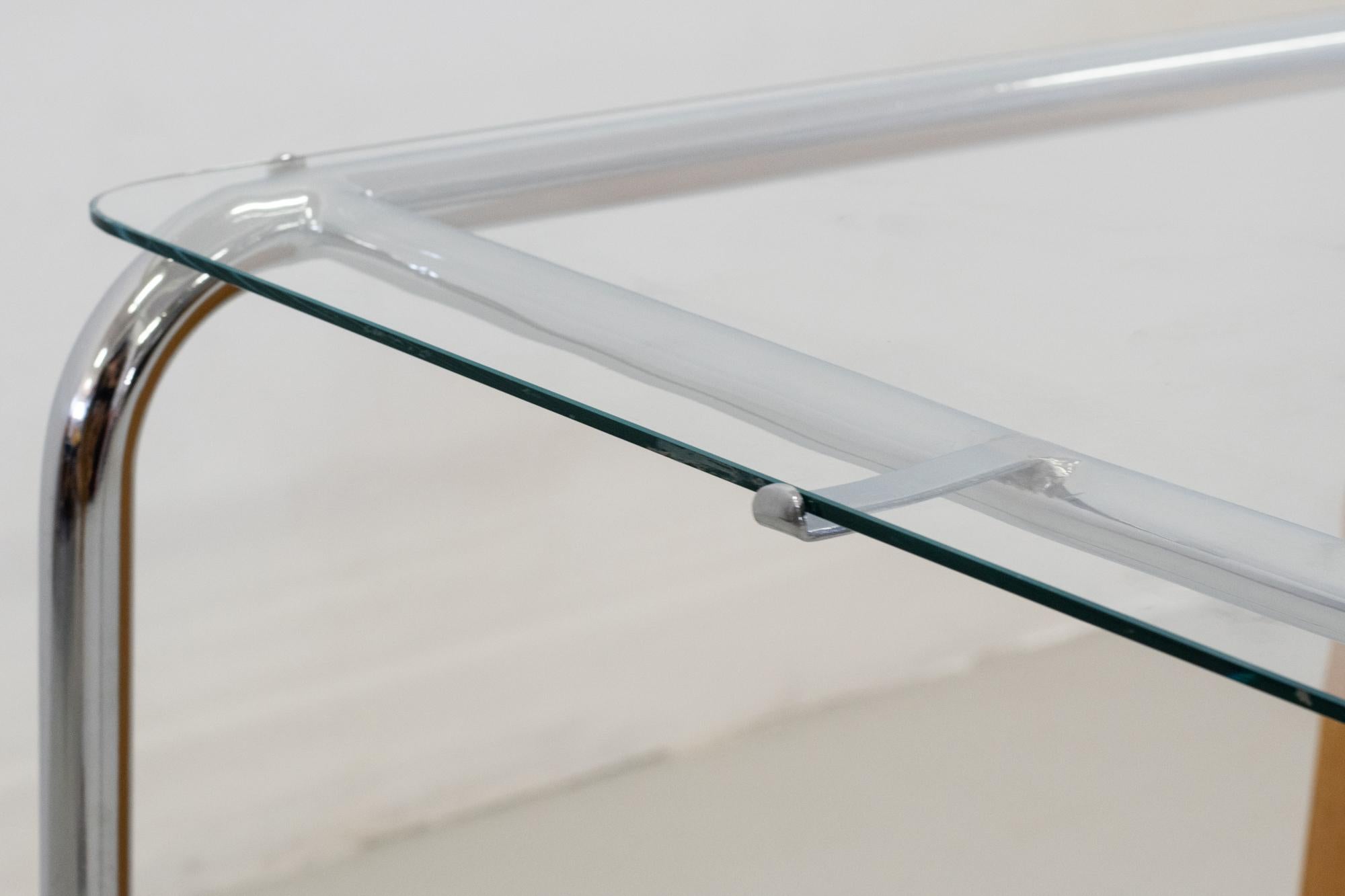 Scrivania di metà secolo di Osvaldo Borsani con cassetti in metallo, vetro e wood 1930 in vendita 5