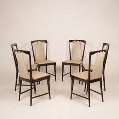 Osvaldo Borsani Mid Century Italian Mahogany Stained Dining Chairs for ABV 1950