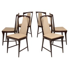 Osvaldo Borsani Mid Century Italian Mahogany Stained Dining Chairs for ABV 1950