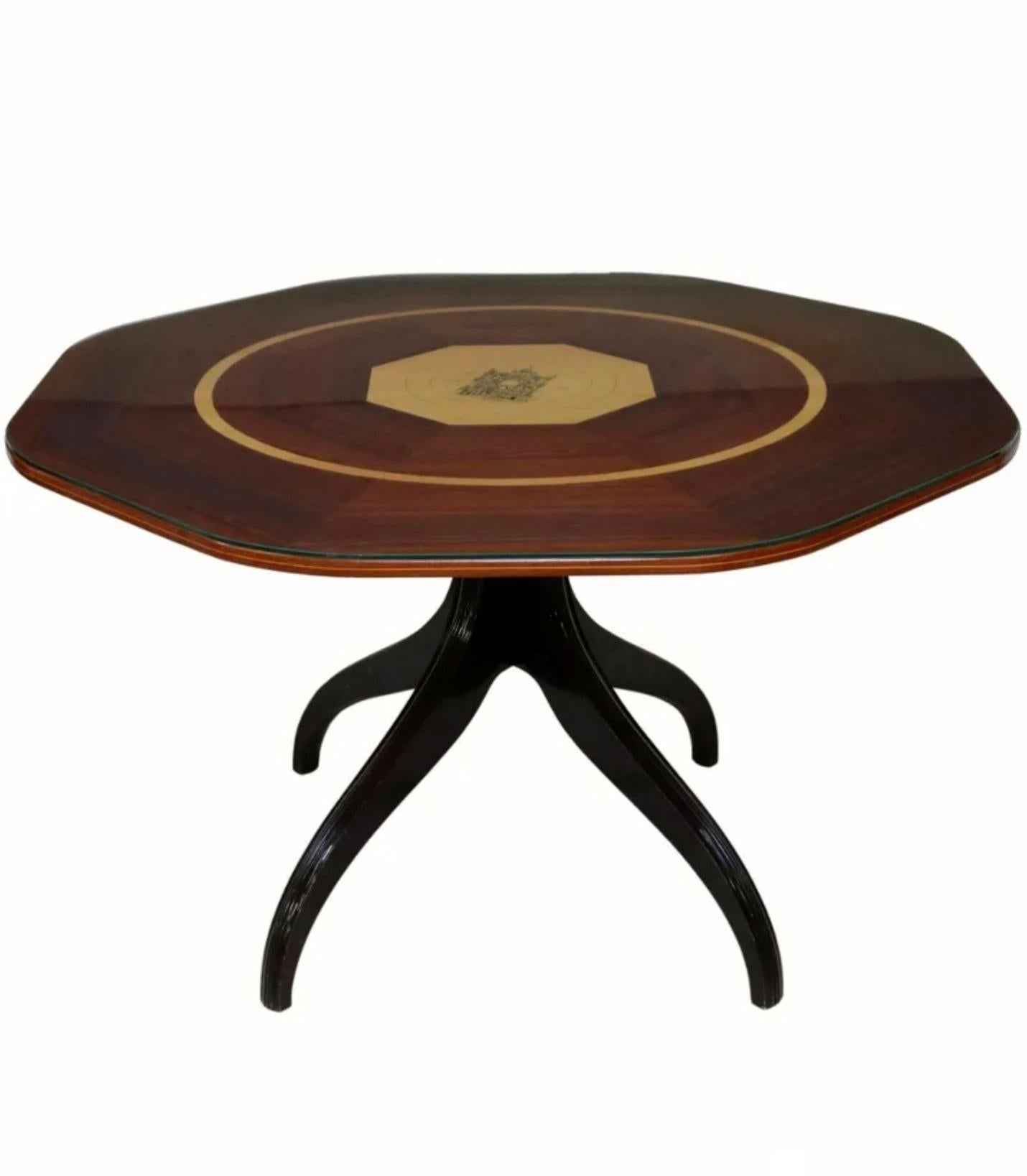 20th Century Osvaldo Borsani Mid-Century Modern Italian Rosewood Maple Parquetry Center Table For Sale