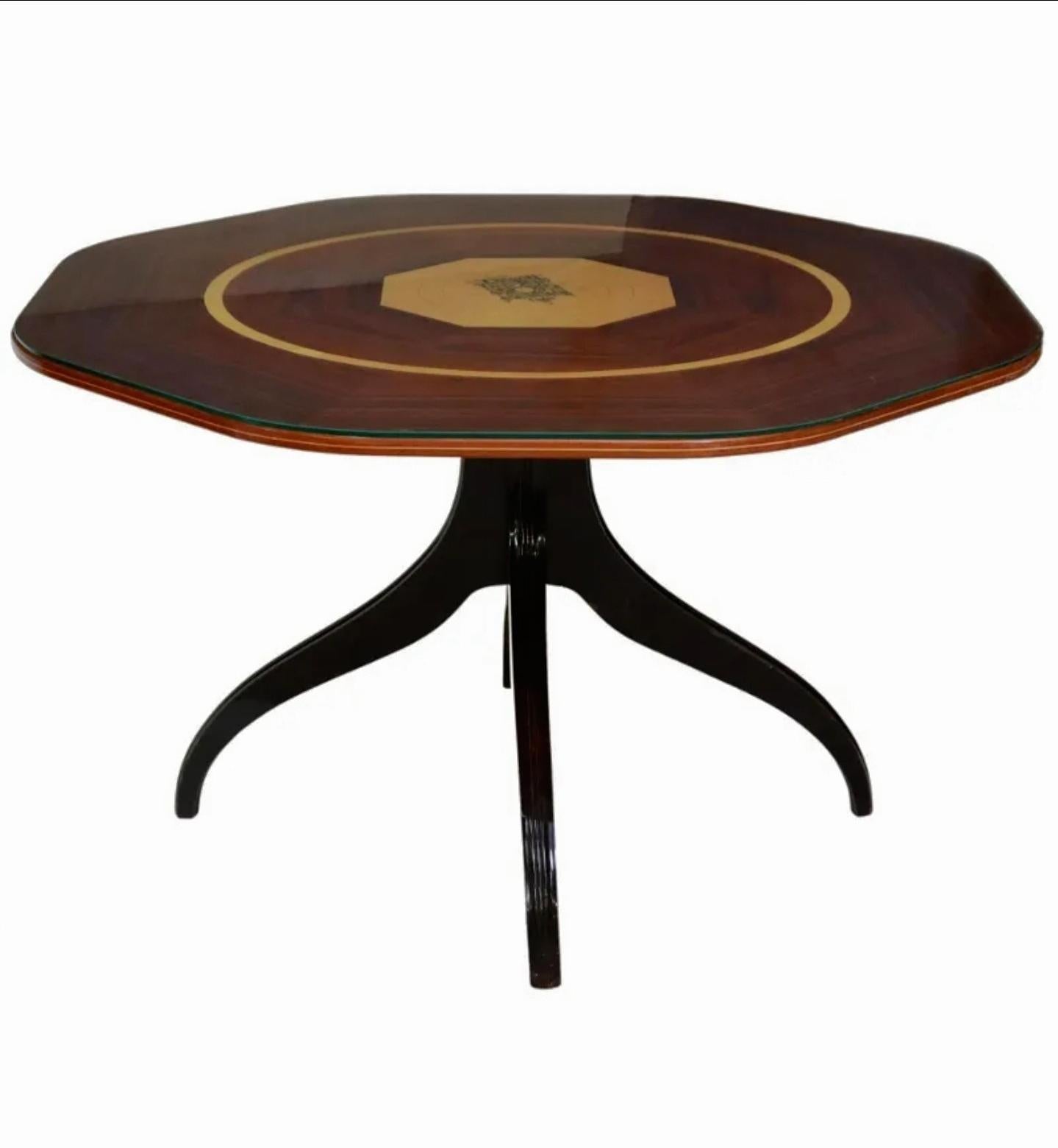 Wood Osvaldo Borsani Mid-Century Modern Italian Rosewood Maple Parquetry Center Table For Sale