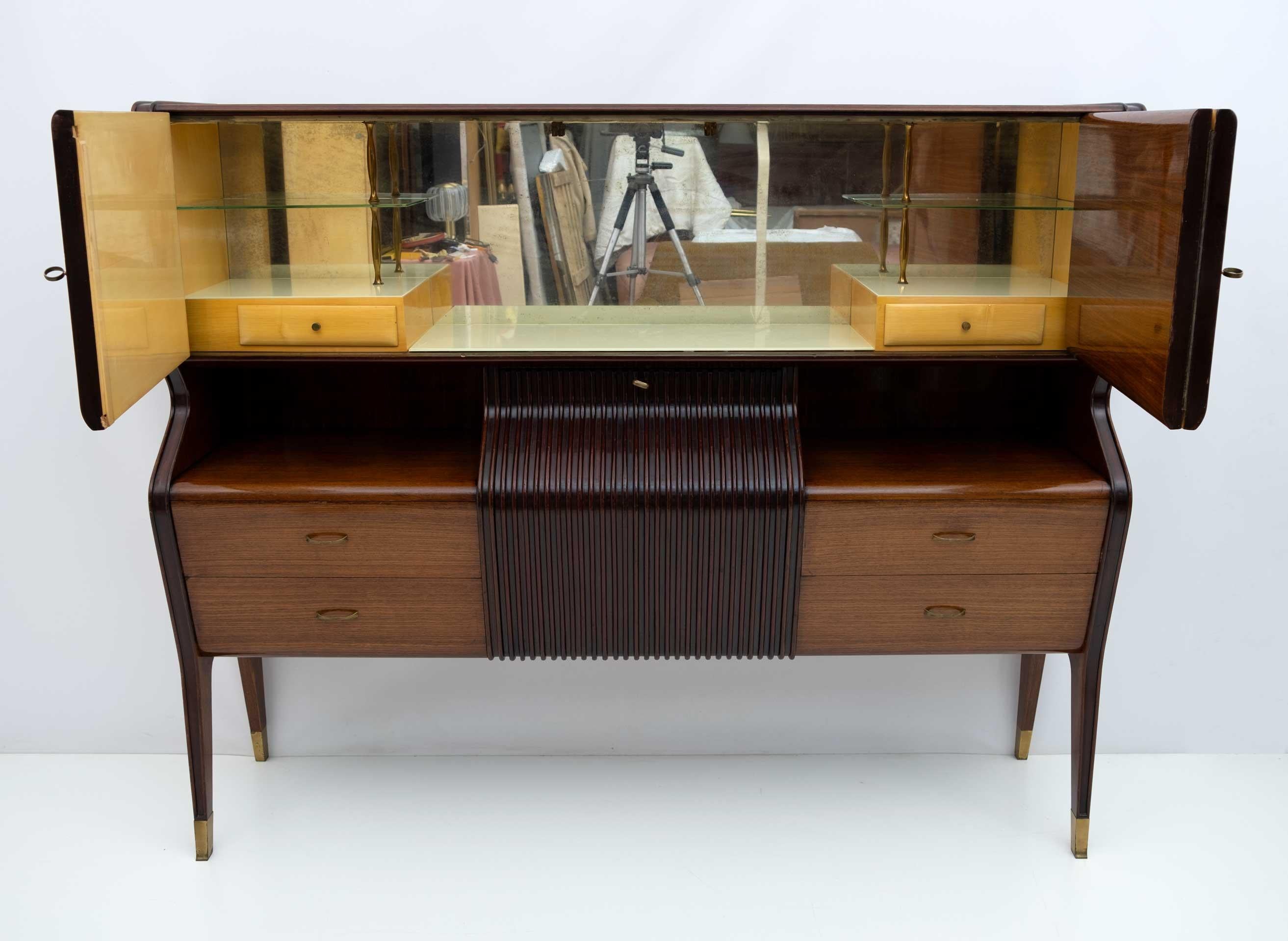 Mid-20th Century Osvaldo Borsani Mid-Century Modern Italian Sideboard with Bar Cabinet, 1950s For Sale