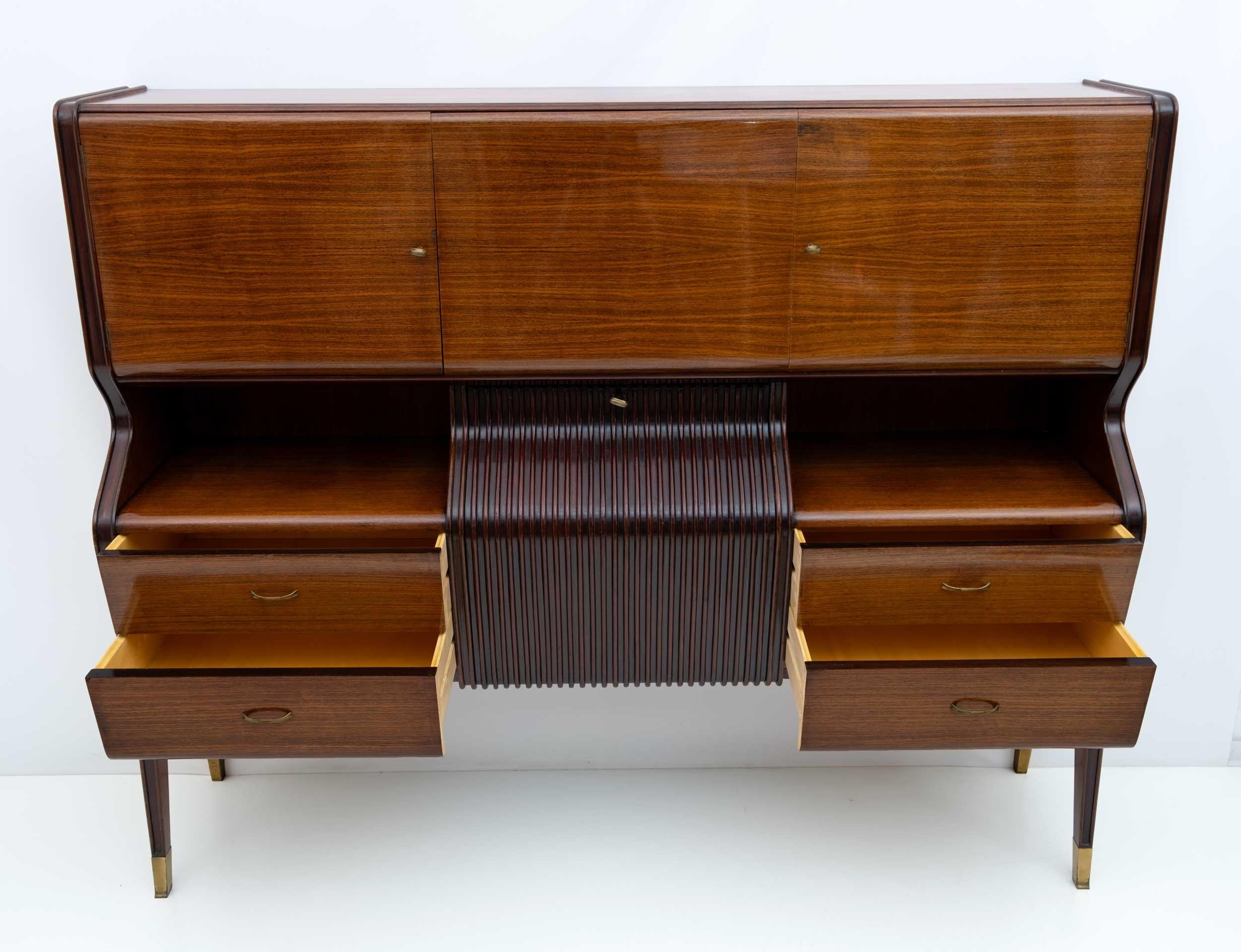 Osvaldo Borsani Mid-Century Modern Italian Sideboard with Bar Cabinet, 1950s For Sale 1