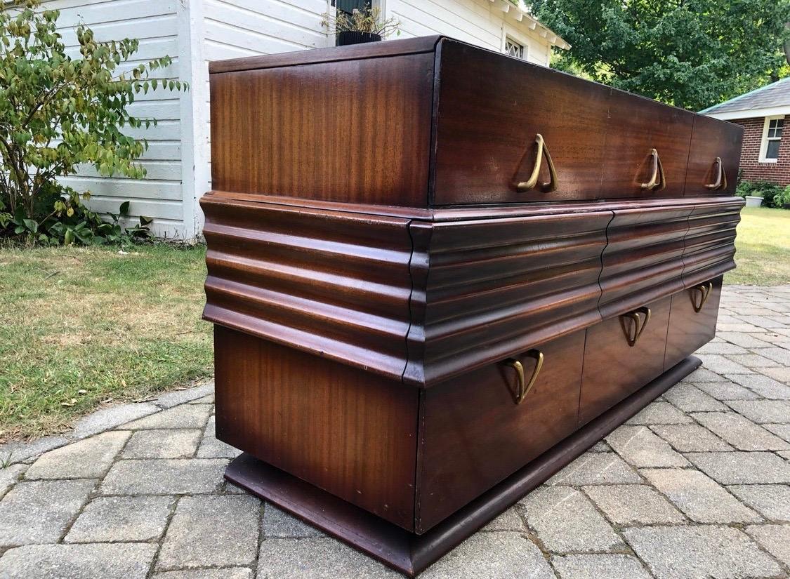 Late 20th Century Osvaldo Borsani Mid-Century Modern Wishbone Walnut Dresser Chest of Drawers