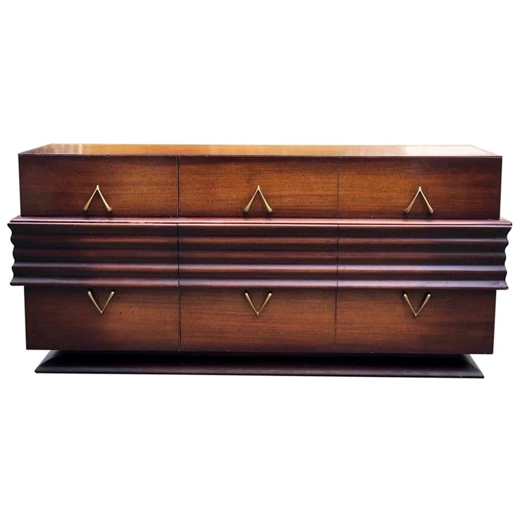 Osvaldo Borsani Mid-Century Modern Wishbone Walnut Dresser Chest of Drawers