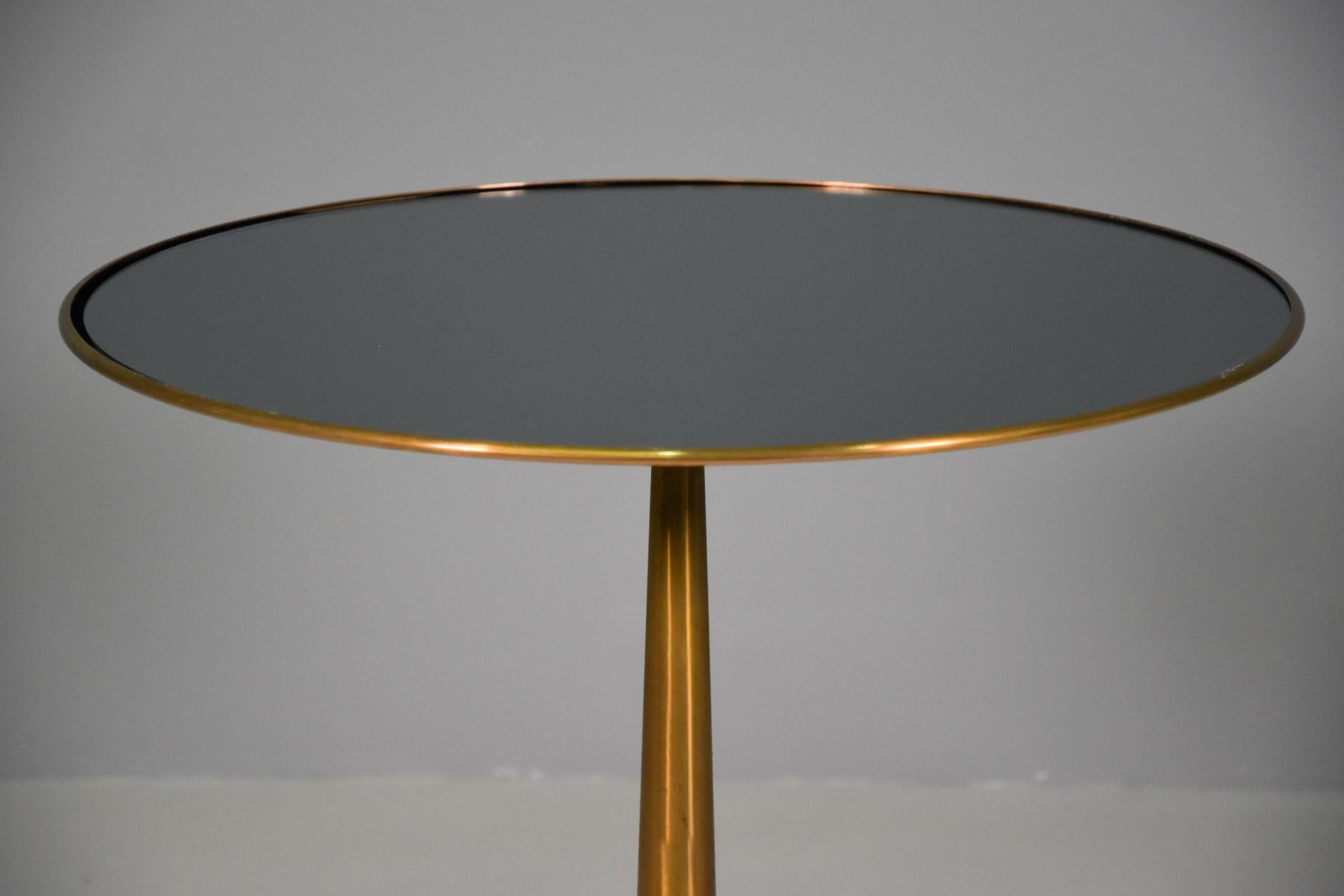 Italian Osvaldo Borsani Model 6893 Rare of Blue Glass and Brass Side Table