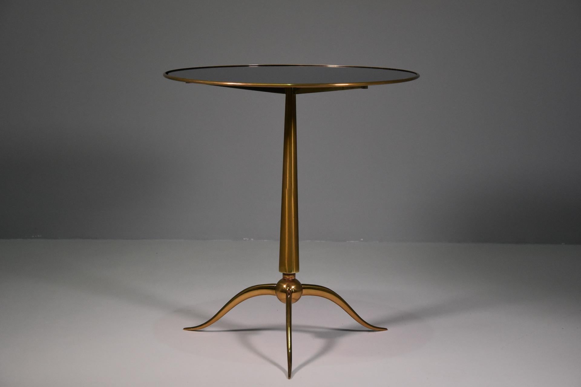 20th Century Osvaldo Borsani Model 6893 Rare of Blue Glass and Brass Side Table