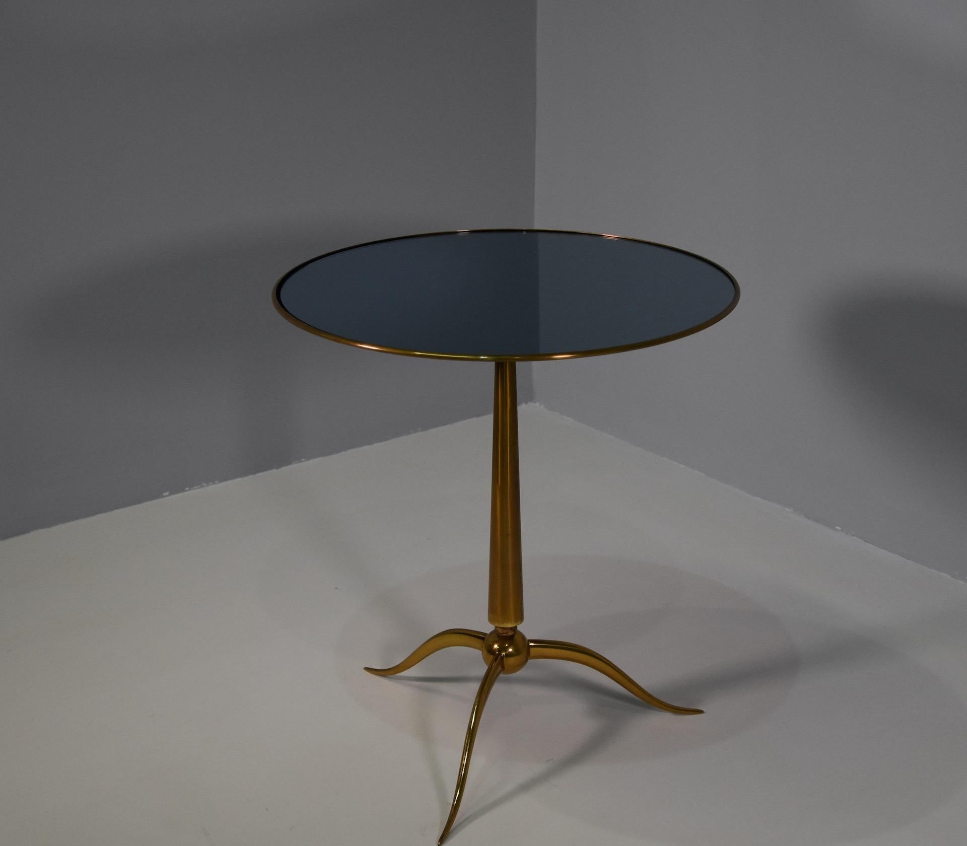 Osvaldo Borsani Model 6893 Rare of Blue Glass and Brass Side Table 3
