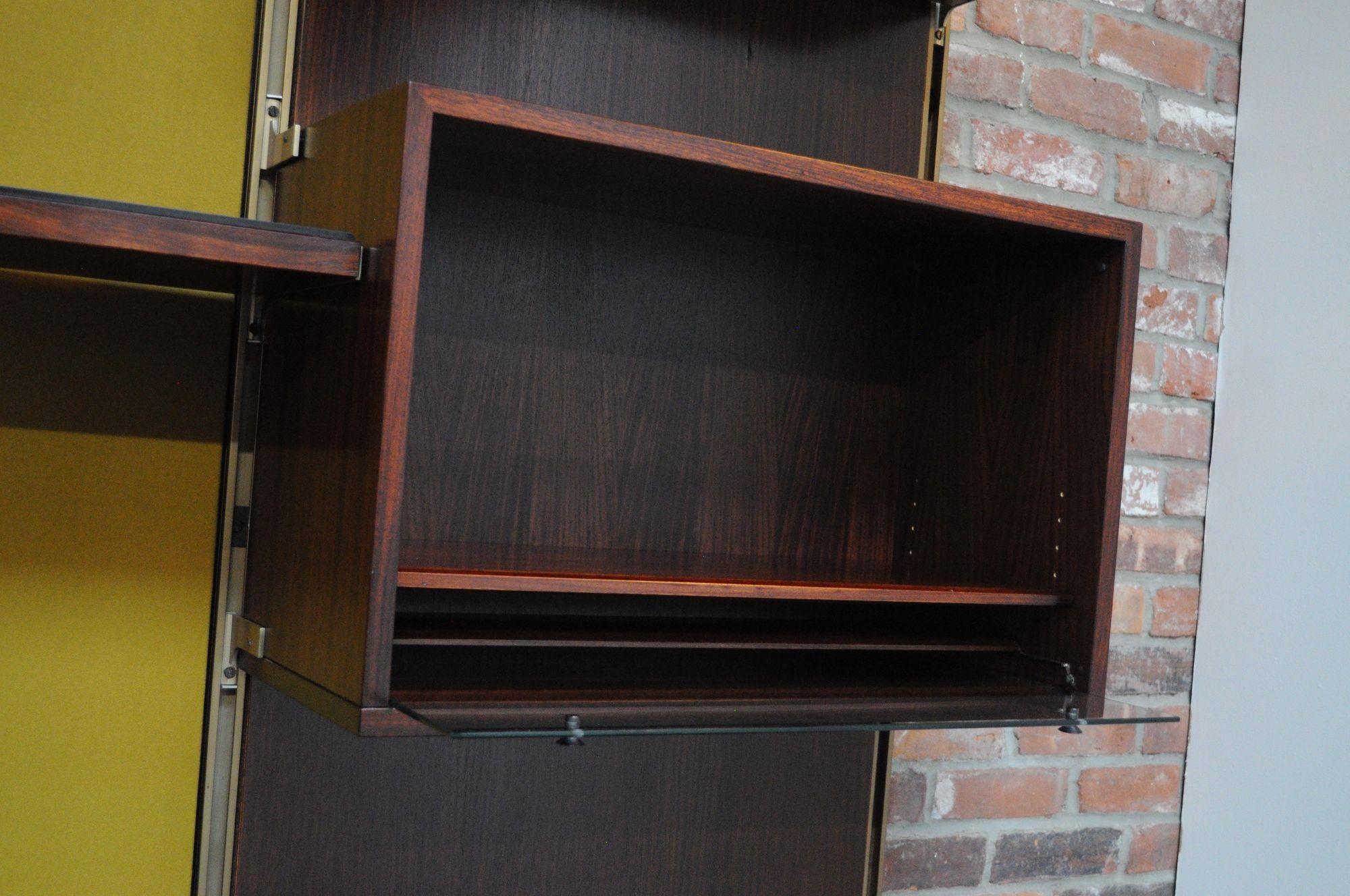 Metal Osvaldo Borsani Modular Rosewood Bookcase Wall Unit with Removable Panels For Sale