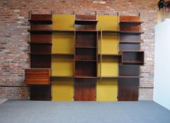 Osvaldo Borsani Modular Rosewood Bookcase Wall Unit with Removable Panels