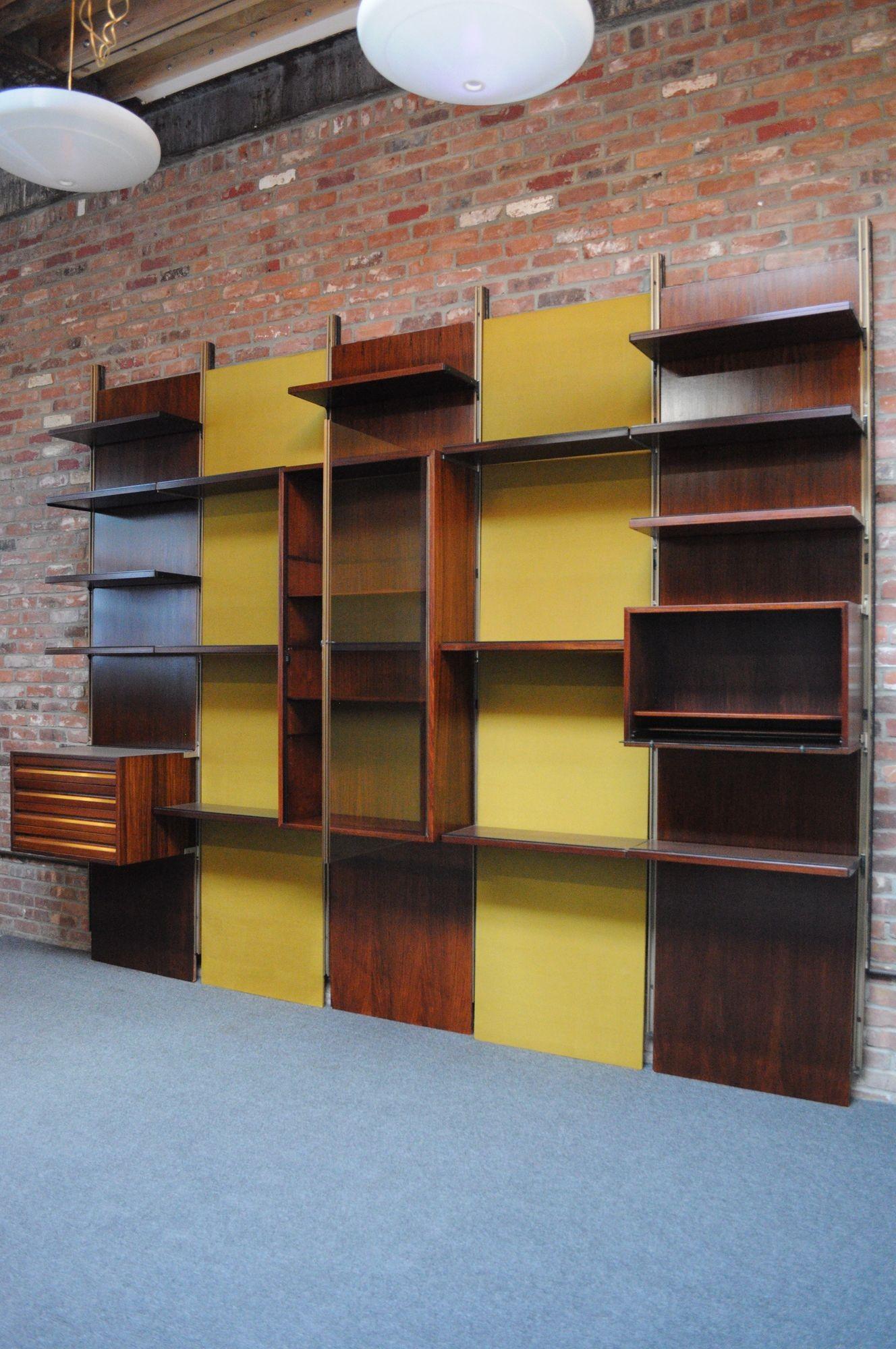 Mid-Century Modern Osvaldo Borsani Modular Rosewood Bookcase Wall Unit with Removable Panels For Sale