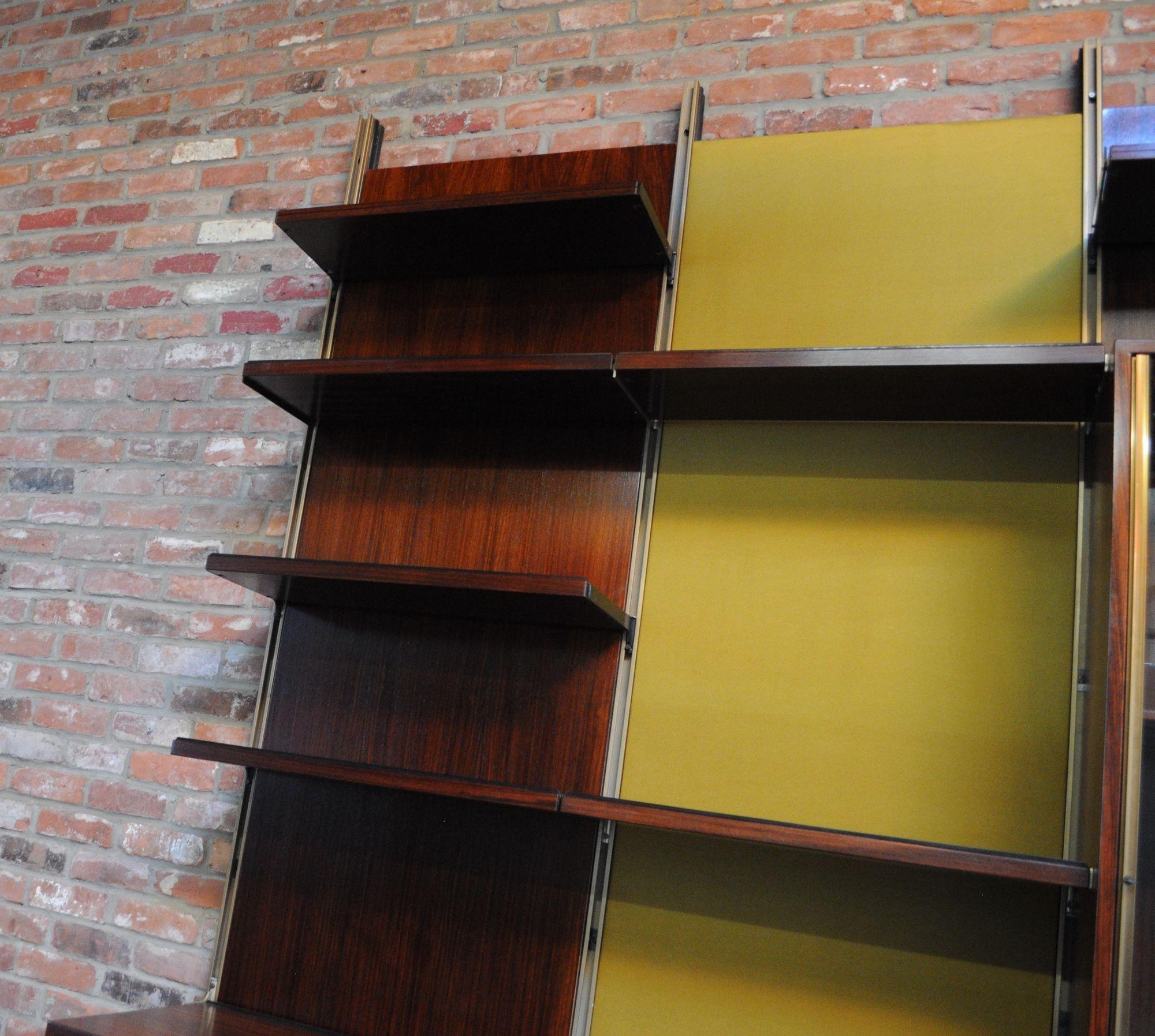 Osvaldo Borsani Modular Rosewood Bookcase Wall Unit with Removable Panels For Sale 7
