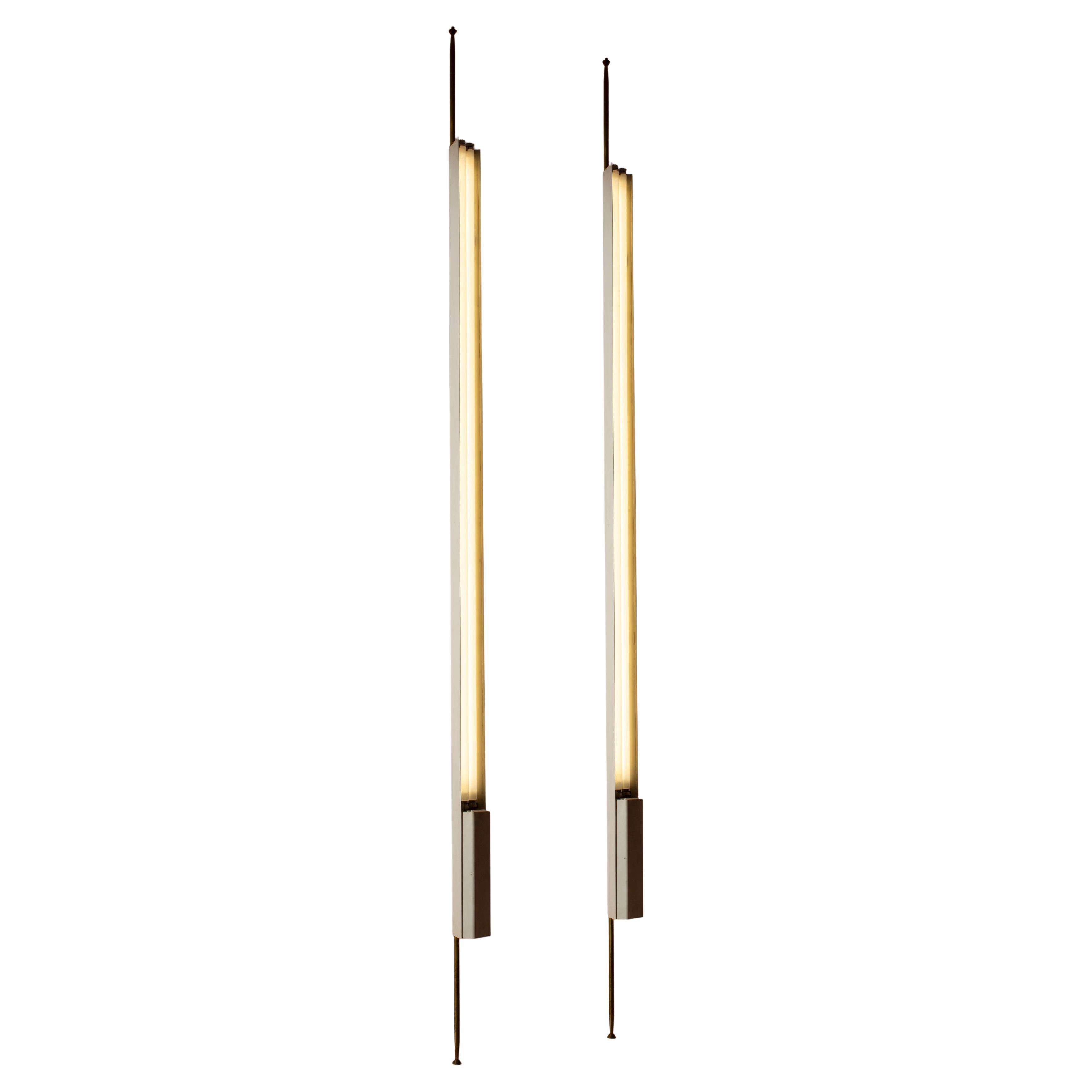 Osvaldo Borsani pair of LT8 ceiling-to-floor neon lamps by Tecno, Italy, 1950s