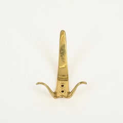 Osvaldo Borsani Pair of Solid Brass Italian Coat Hooks Mod. 1295, Italy, 1950s